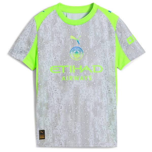 Manchester City Puma Youth 2025/26 Third Replica Jersey - Green/Neon Green/Light Blue/Black