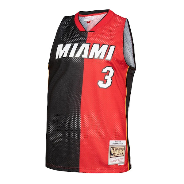 Dwyane Wade Miami Heat Hardwood Classics 2005/06 Split Swingman Jersey - Black/Red