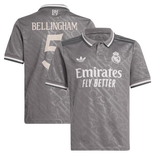 Jude Bellingham Los Merengues adidas Originals Youth 2024/25 Third Replica Player Jersey - Charcoal
