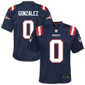 Christian Gonzalez New England Patriots Nike Youth Game Jersey - Navy/Red