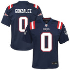 Christian Gonzalez New England Patriots Nike Youth Game Jersey - Navy/Red