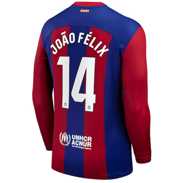 João Félix Barcelona Nike 2023/24 Home Stadium Replica Long Sleeve Player Jersey - Royal
