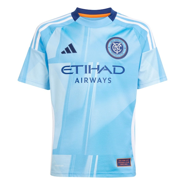 New York City FC adidas Youth 2025 The Excelsior Kit Replica Jersey - Light Blue