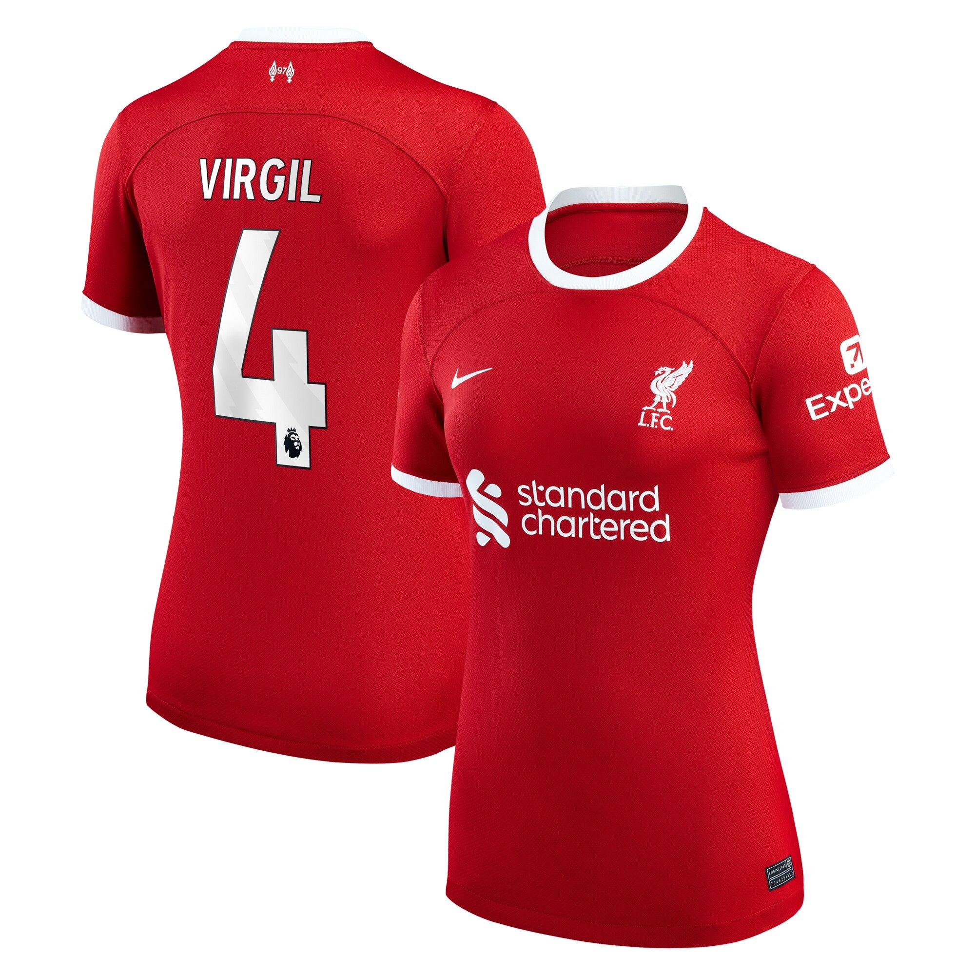 Virgil van Dijk Liverpool Nike Women's 2023/24 Away Replica Player Jersey - White/Red