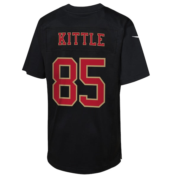George Kittle San Francisco 49ers Nike Youth Super Bowl LVIII Patch Carbon Fashion Game Jersey - Black