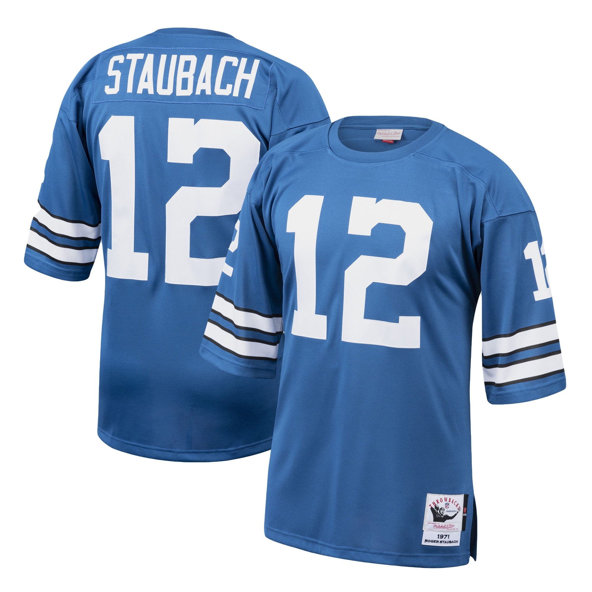 Roger Staubach Dallas Cowboys 1975  Authentic Throwback Retired Player Jersey - White/Royal