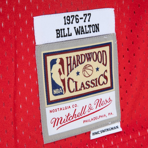Bill Walton Portland Trail Blazers 1976/77 Hardwood Classics Fadeaway Swingman Player Jersey - Red/Black