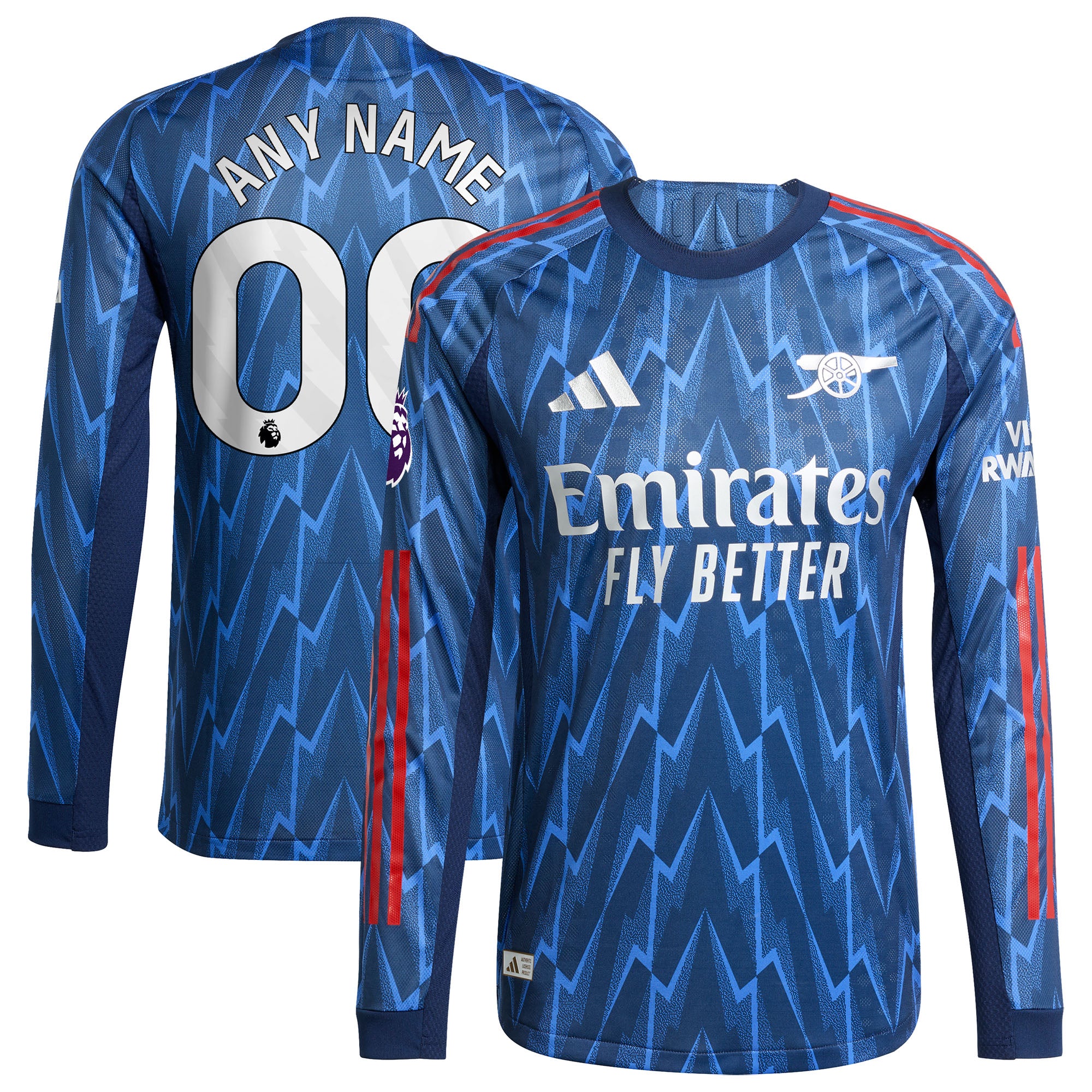Arsenal adidas 2025/26 Third Authentic Long Sleeve Jersey - White/Blue/Red