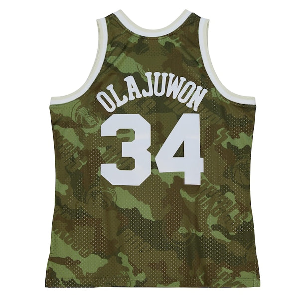 Hakeem Olajuwon Houston Rockets Hardwood Classics 1993/94 Ghost Green Swingman Jersey - Camo