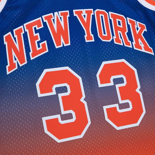 Patrick Ewing New York Knicks 1991/92 Hardwood Classics Fadeaway Swingman Player Jersey - Orange/Royal