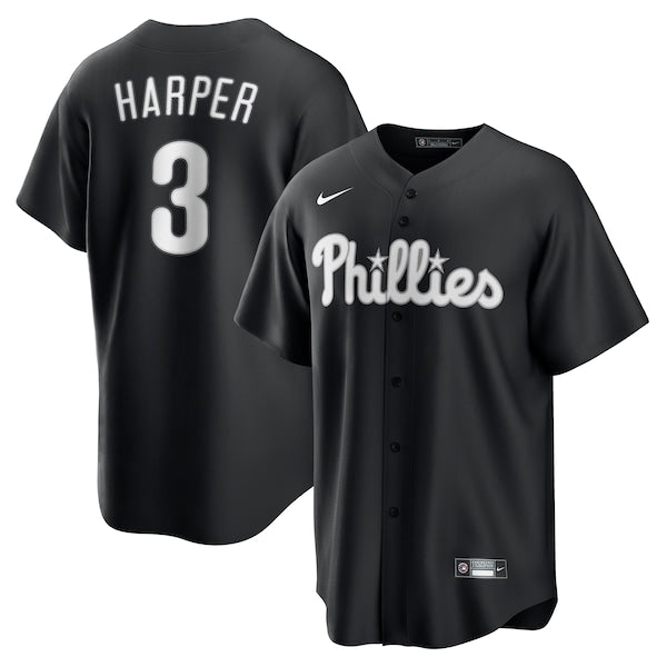 Bryce Harper Philadelphia Phillies Nike Lights Out Replica Player Jersey - Black