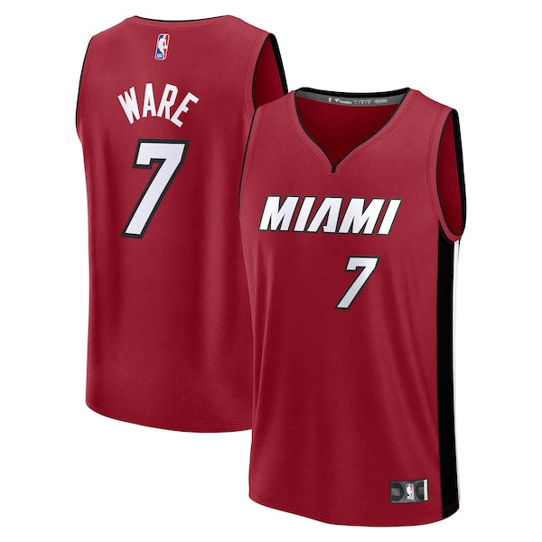 Kel'el Ware Miami Heat  Youth Fast Break Player Jersey - Statement Edition - Red