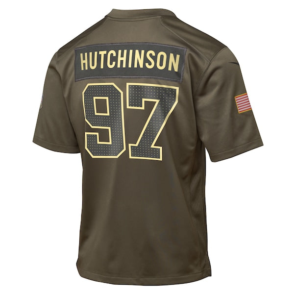 Aidan Hutchinson Detroit Lions Nike Youth 2025 Salute to Service Game Jersey - Olive