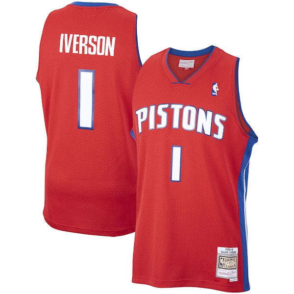 Allen Iverson Detroit Pistons  2008/09 Hardwood Classics Swingman Jersey - Red