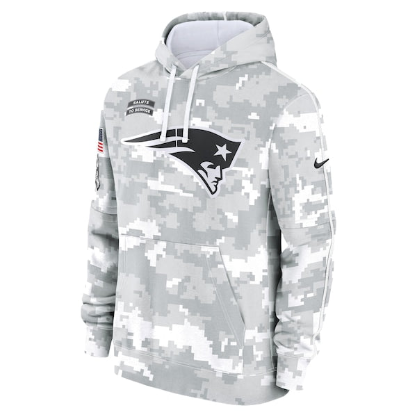 New England Patriots Nike 2024 Salute to Service Club Fleece Pullover Hoodie - Arctic Camo