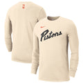 Men's Detroit Pistons Nike Tan 2024/25 City Edition Essential Logo Long Sleeve T-Shirt