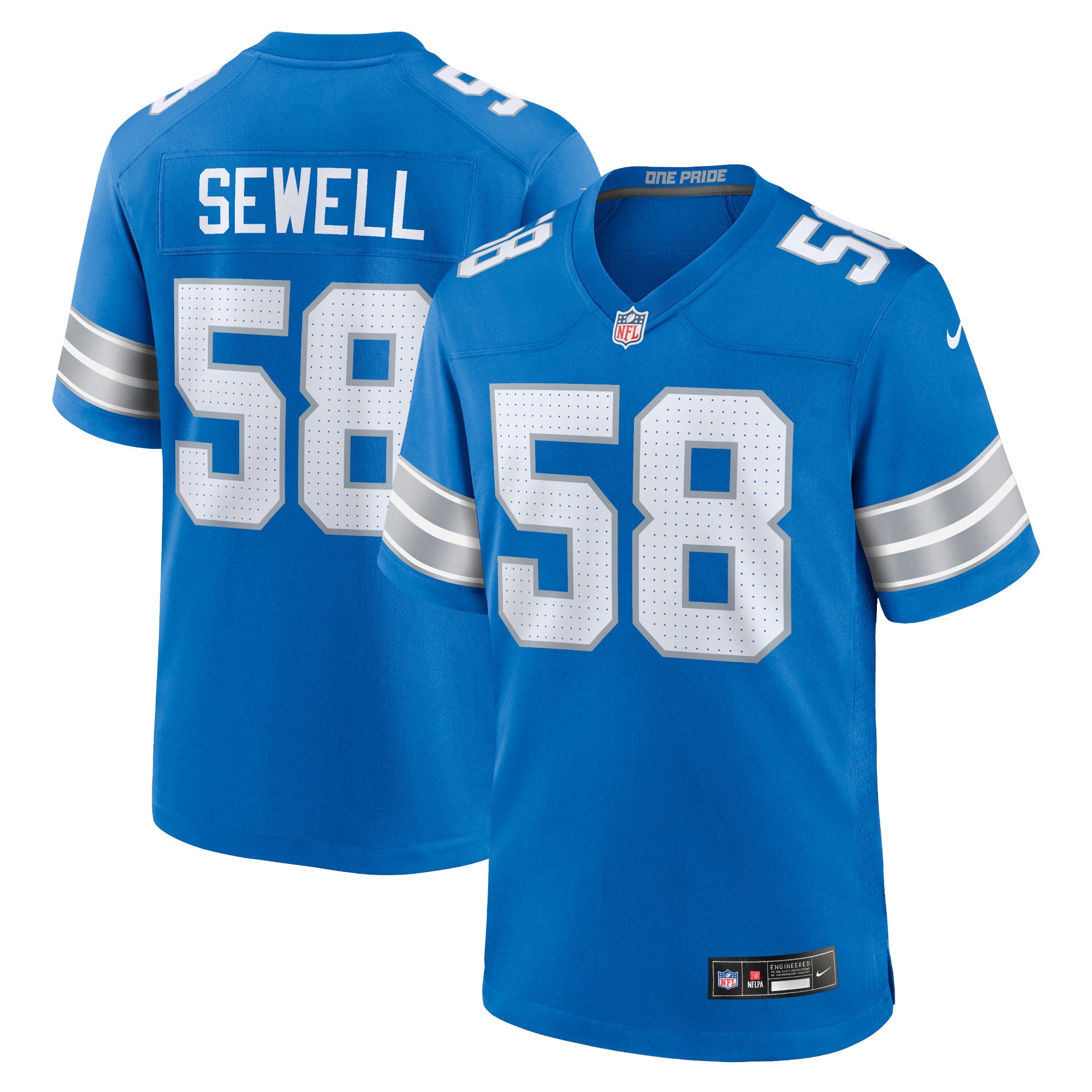 Penei Sewell Detroit Lions Nike Game Jersey -  White/Blue/Black