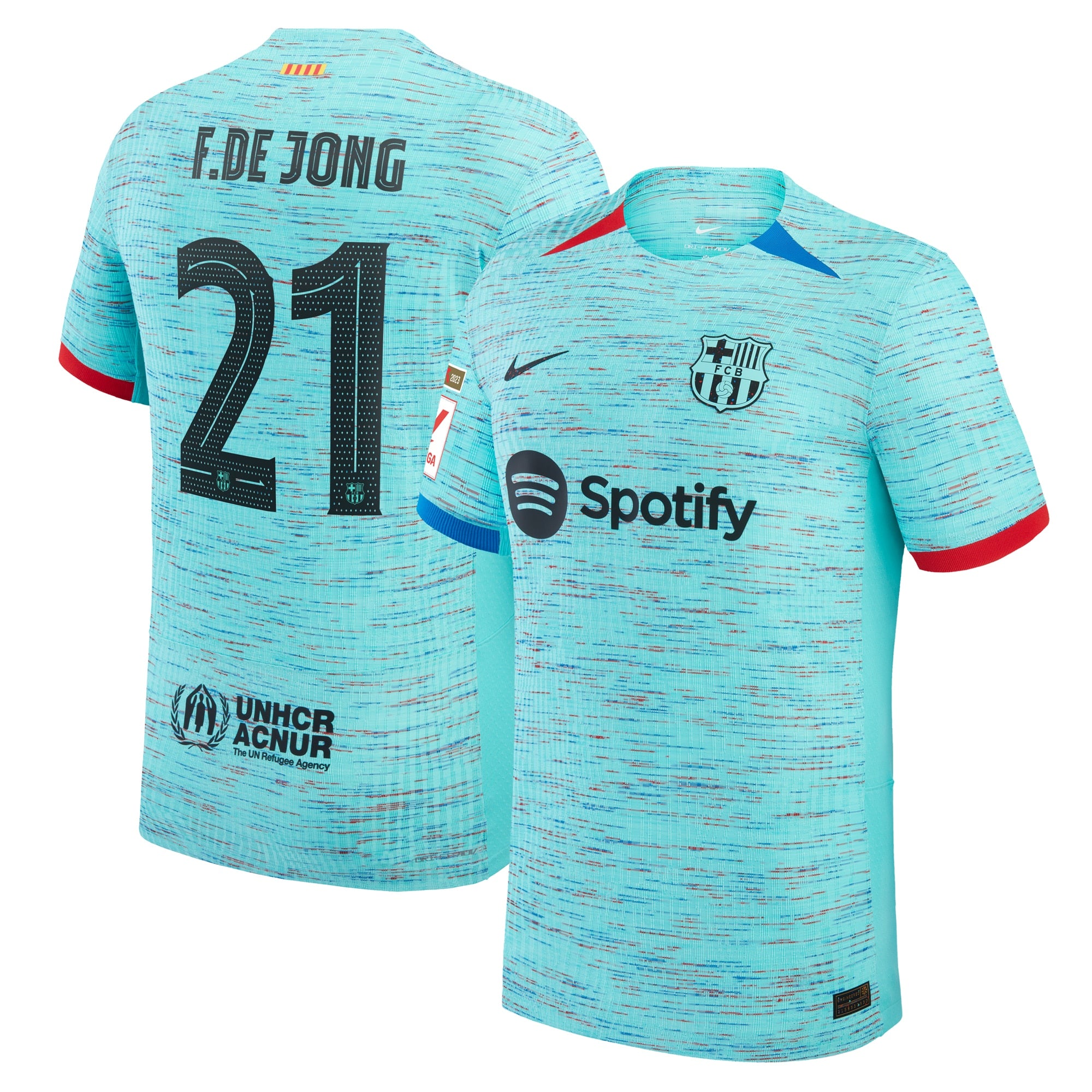 Frenkie de Jong Barcelona Nike 2023/24 Away Authentic Jersey - White/Aqua/Royal