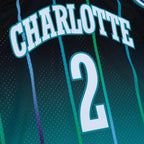 Larry Johnson Charlotte Hornets 1992/93 Hardwood Classics Fadeaway Swingman Player Jersey - Teal/Black