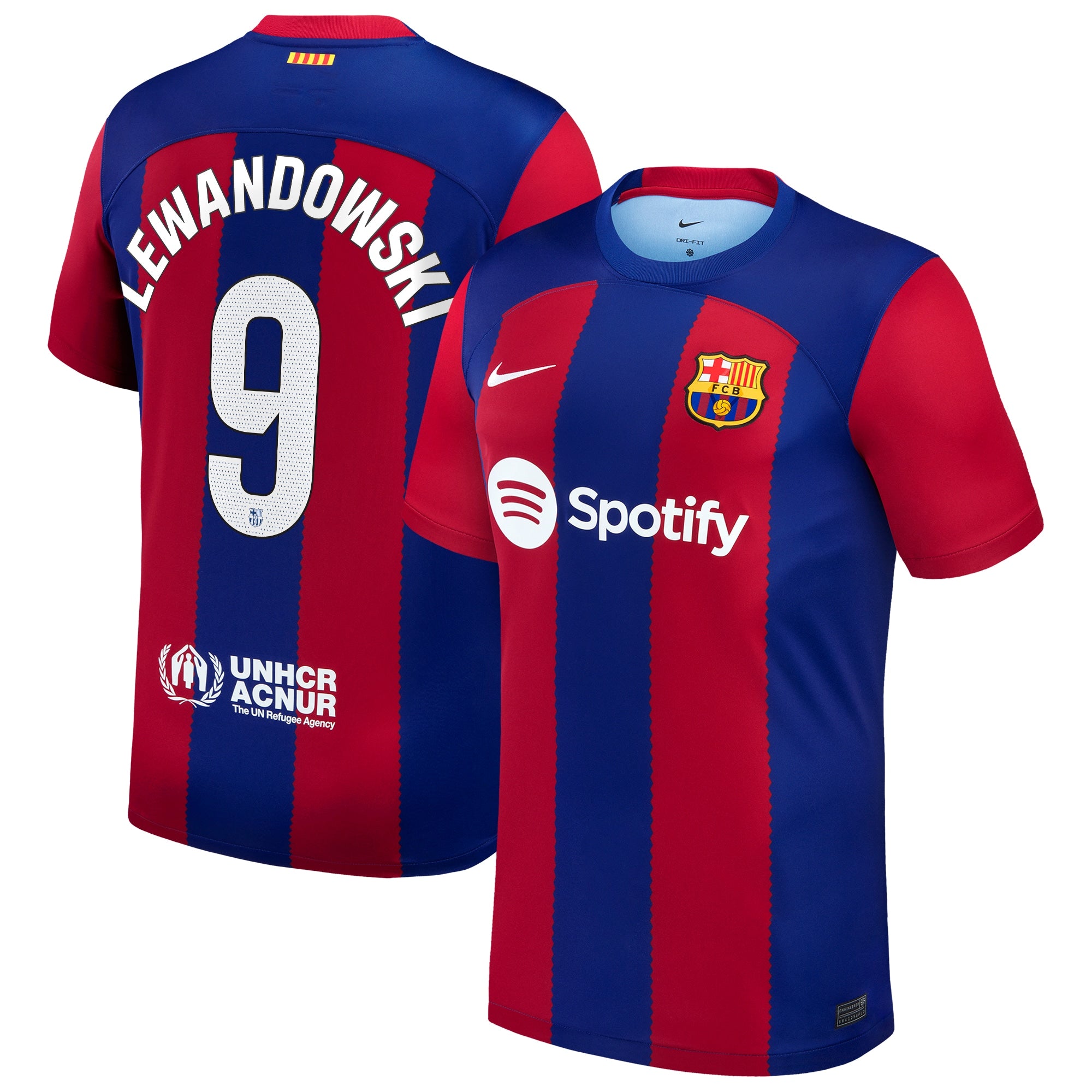 Robert Lewandowski Barcelona Nike 2023/24 Away Replica Jersey - White/Aqua/Royal