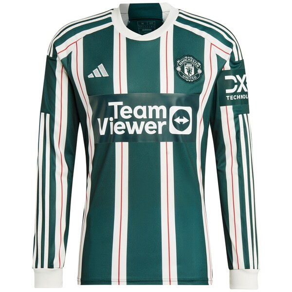 Marcus Rashford Manchester United adidas 2023/24 Away Long Sleeve Replica Player Jersey - Green/Red