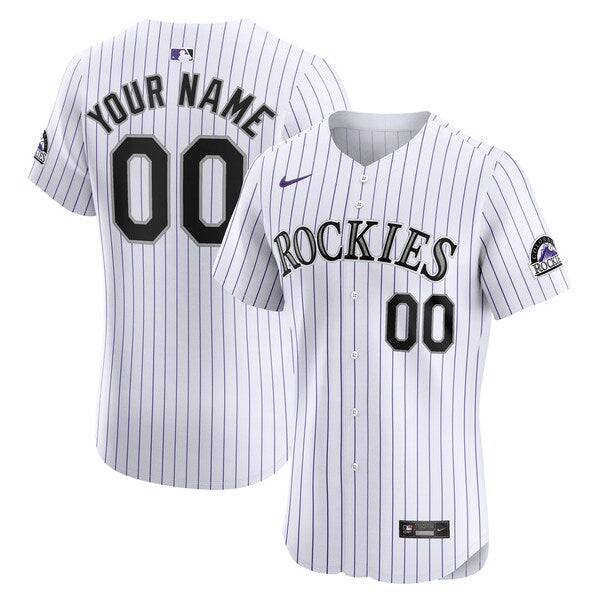 Colorado Rockies Nike Home Elite Custom Jersey - White