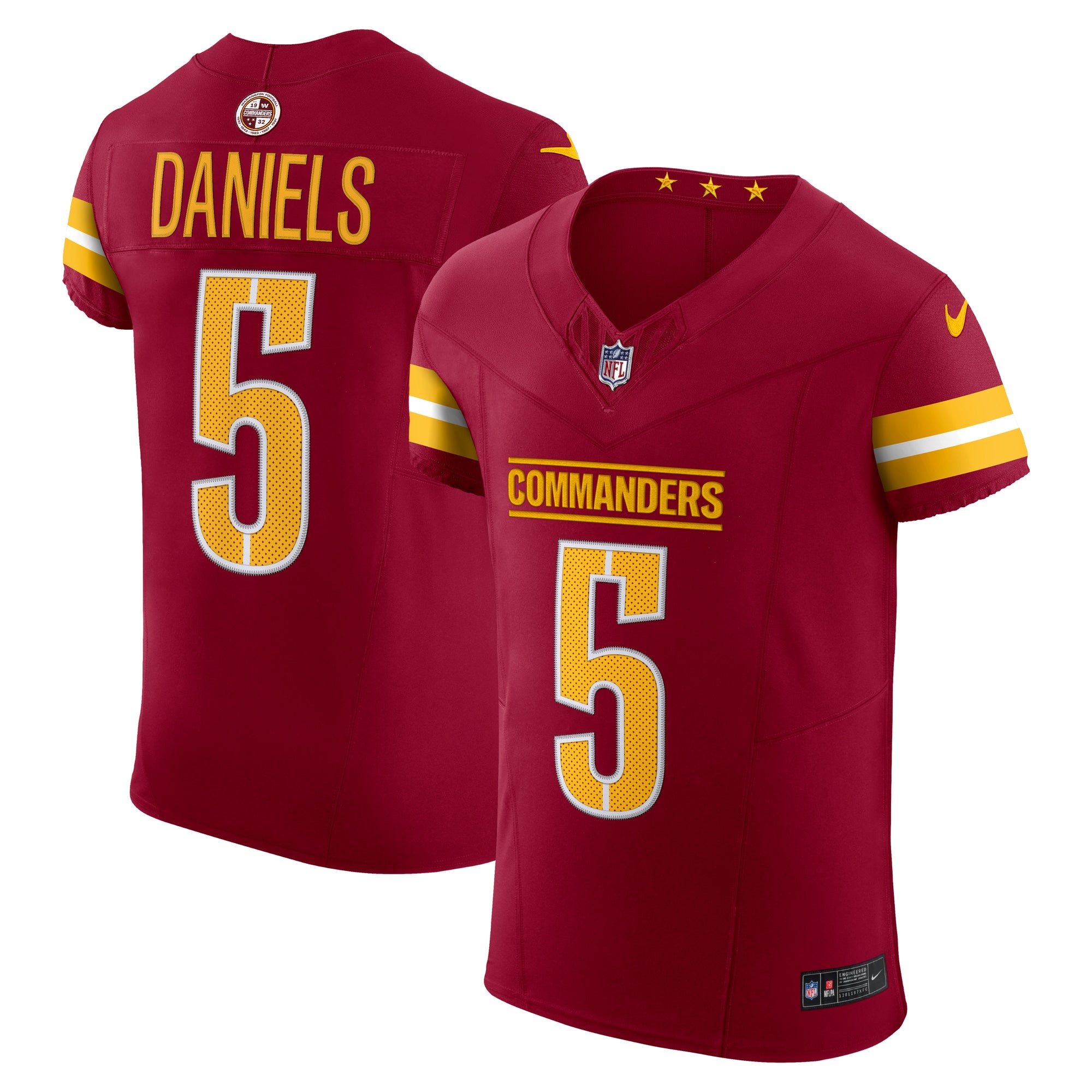 Jayden Daniels Washington Commanders Nike Alternate  Vapor F.U.S.E. Elite Jersey - Black/Burgundy