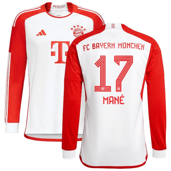 Sadio Mané Bayern Munich adidas 2023/24 Home Replica Long Sleeve Jersey - White