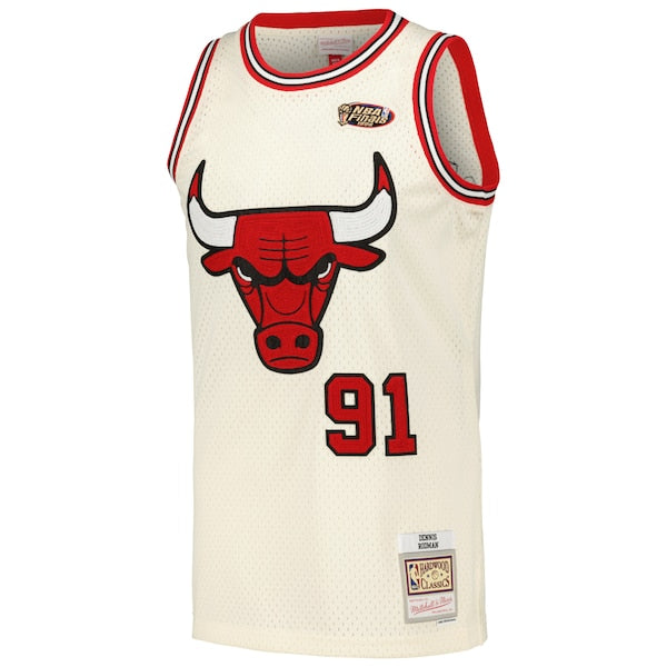 Dennis Rodman Chicago Bulls  Chainstitch Swingman Jersey - Cream