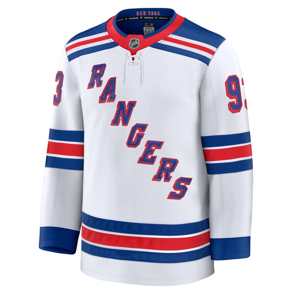 Mika Zibanejad New York Rangers  Away Premium Jersey - White/Navy/Blue