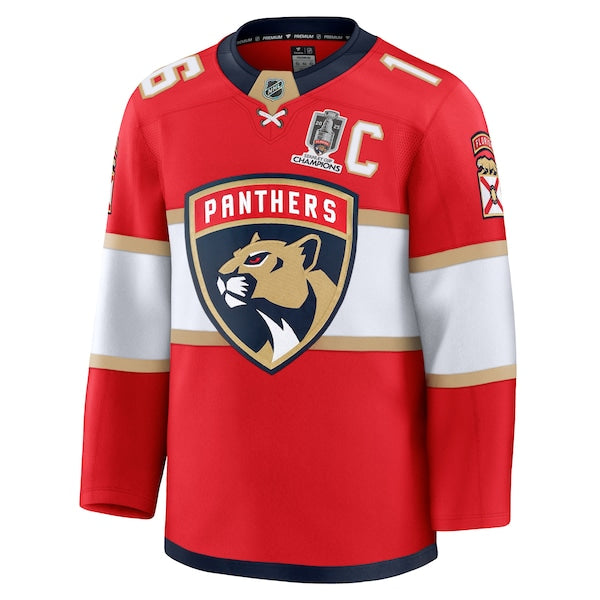 Aleksander Barkov Florida Panthers  Home 2025 Stanley Cup Champions Premium Patched Jersey - Red