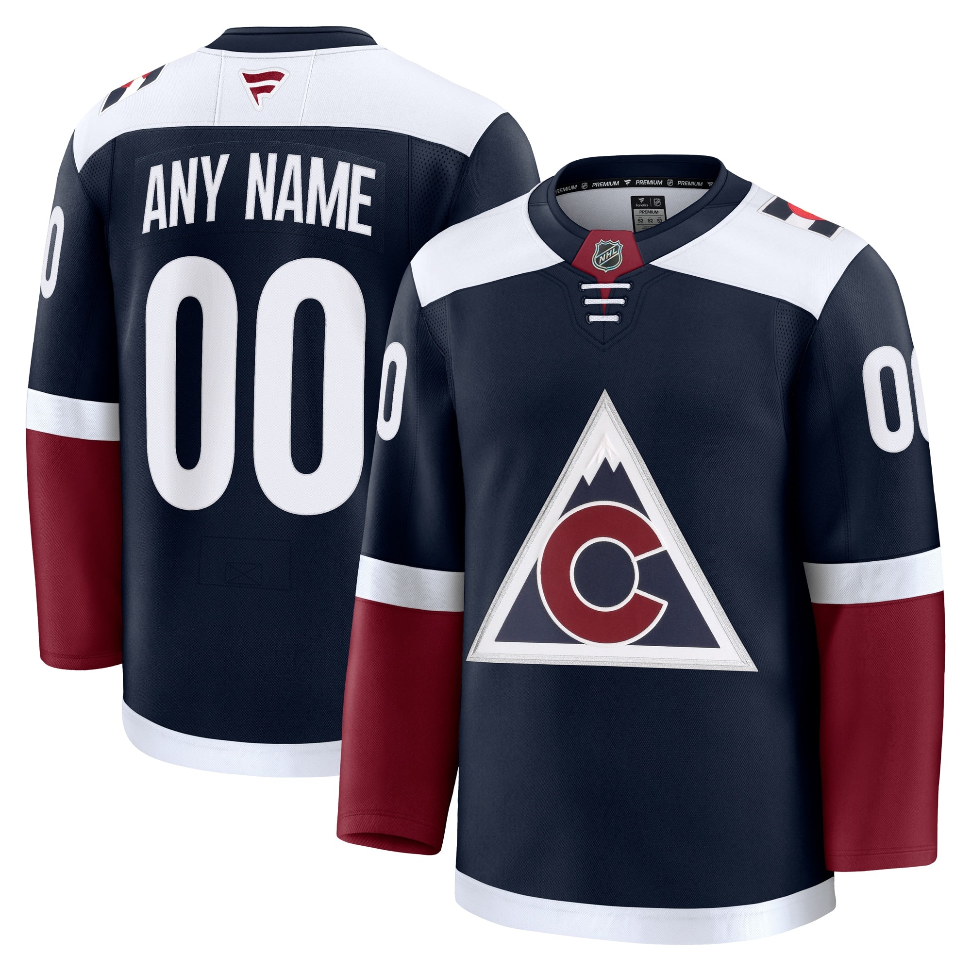 Colorado Avalanche  Away Premium Custom Jersey - White/Navy/Burgundy