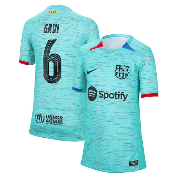 Gavi Barcelona Nike Youth 2023/24 Third Replica Jersey - Aqua