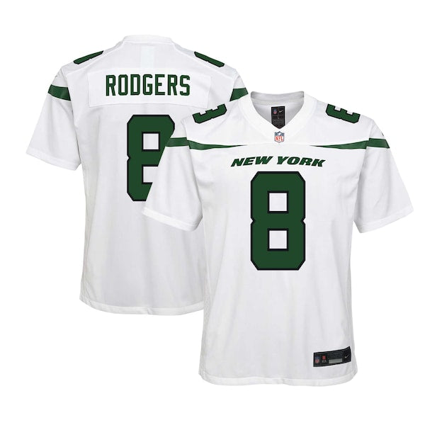 Aaron Rodgers New York Jets Nike Youth Game Jersey - White/Black/Green