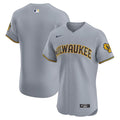 Milwaukee Brewers Nike Road Vapor Premier Elite Patch Jersey - Gray