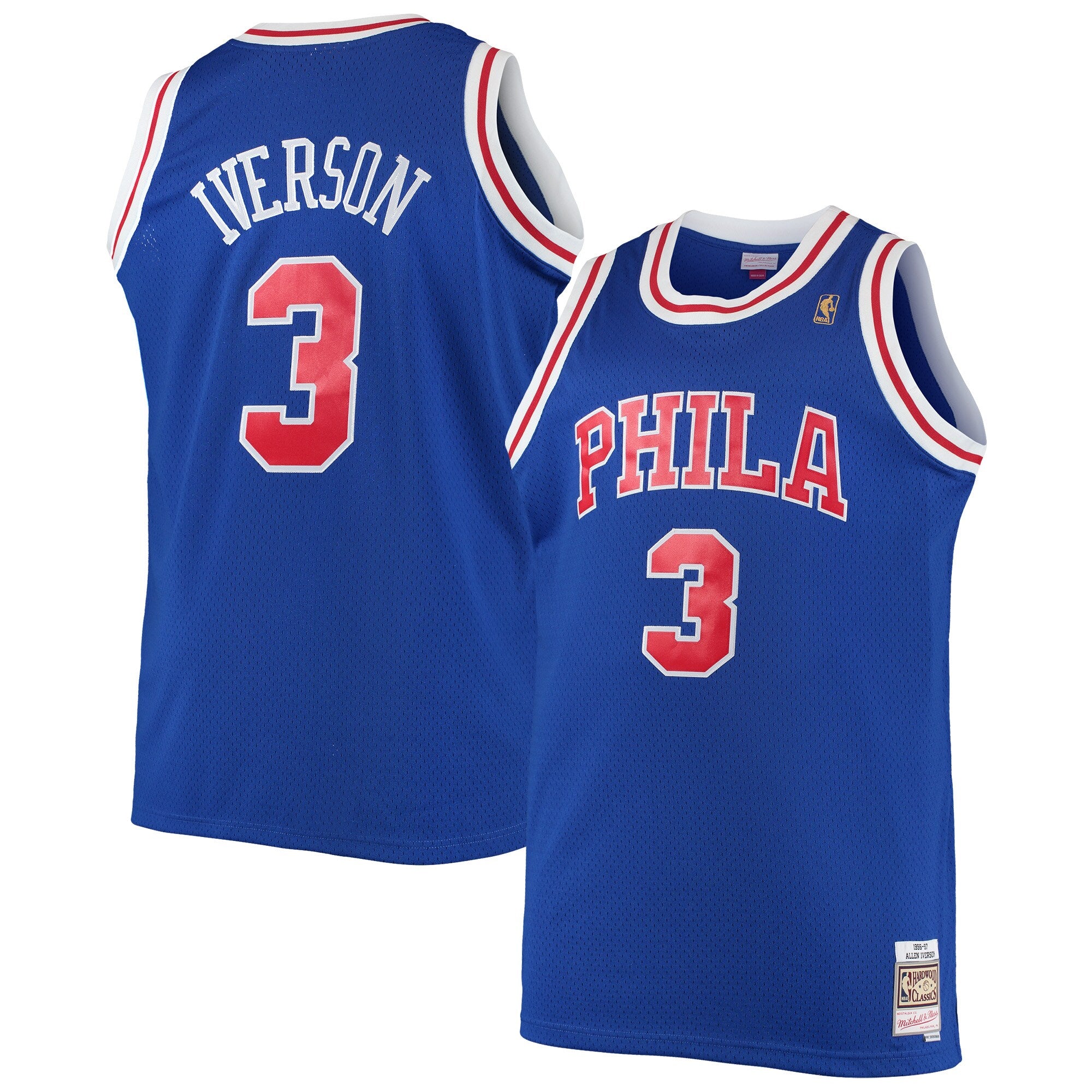 Allen Iverson Philadelphia 76ers 1996/97 Big & Tall Hardwood Classics Swingman Jersey - Red/Black/Royal/White