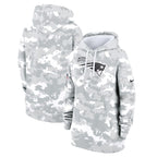 New England Patriots Nike Women's 2024 Salute To Service Club Fleece Pullover Hoodie - Arctic Camo