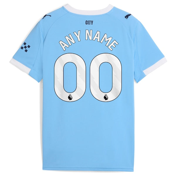 Manchester City Puma Youth 2025/26 Home Replica Custom Jersey - Sky Blue/Green/Black