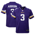 Jordan Addison Minnesota Vikings Nike Youth Team Player Game Jersey - Purple
