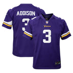 Jordan Addison Minnesota Vikings Nike Youth Team Player Game Jersey - Purple