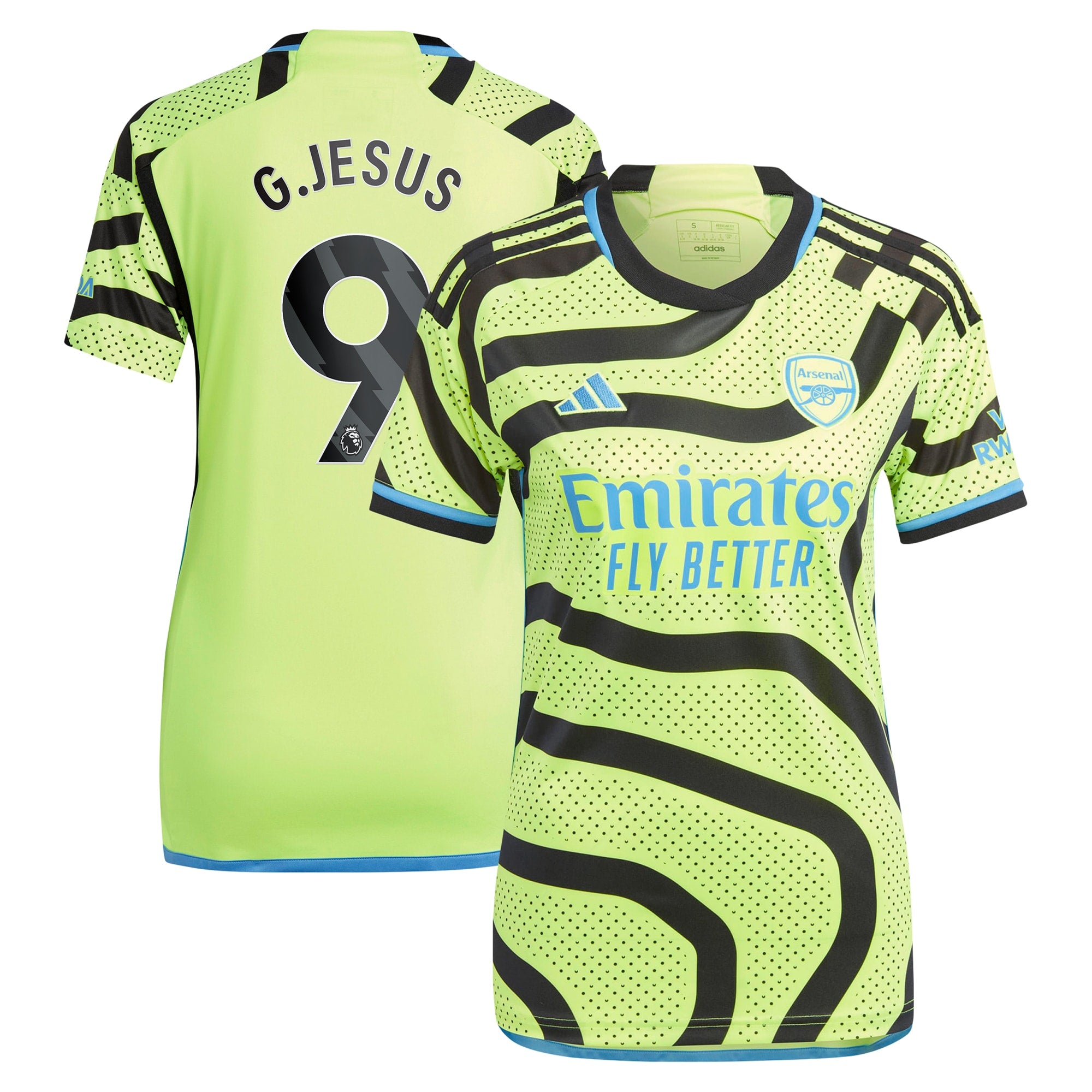 Gabriel Jesus Arsenal adidas Women's 2023/24 Home Replica Player Jersey - Red/Green/Yellow