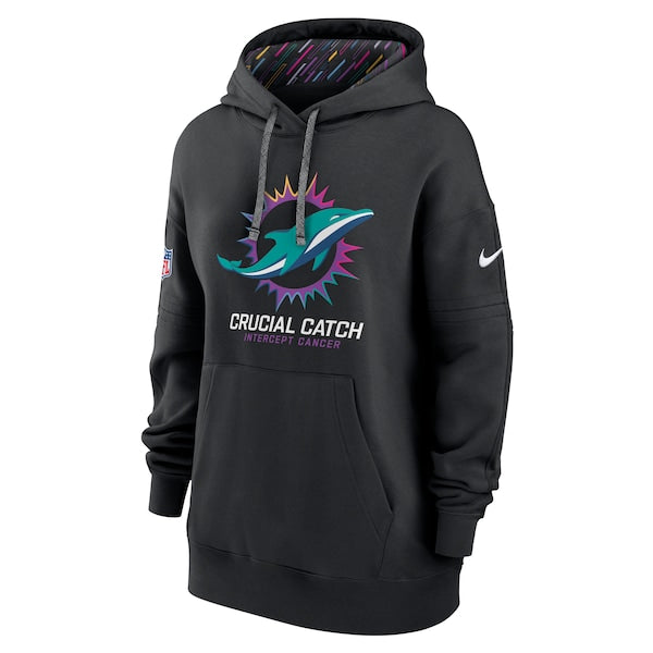 Miami Dolphins Nike Women's 2024 NFL Crucial Catch Club Pullover Hoodie - Black