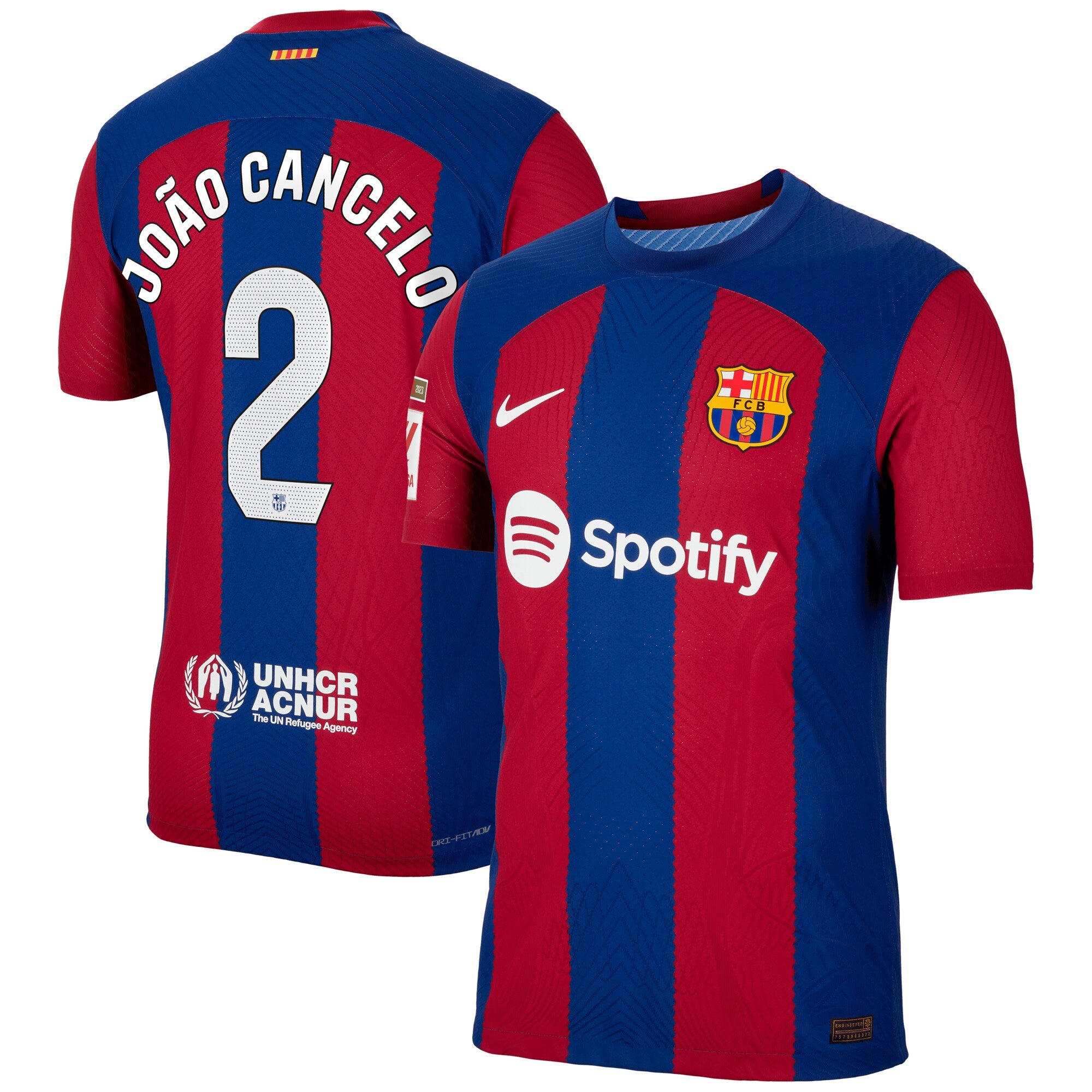 Joao Cancelo Barcelona Nike 2023/24 Away Match Authentic Player Jersey - White/Aqua/Royal