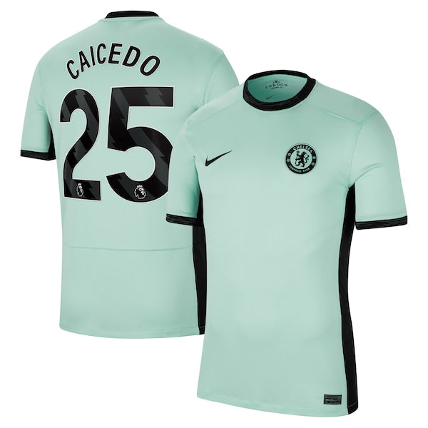 Moisés Caicedo Chelsea Nike 2023/24 Third Stadium Replica Player Jersey - Mint/Blue/Navy