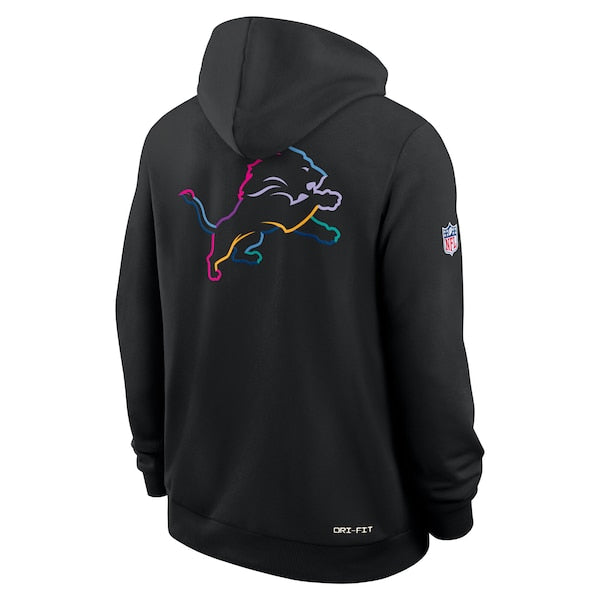 Detroit Lions Nike Tall 2025 NFL Crucial Catch Sideline Standard Issue Dri-FIT Hoodie - Black