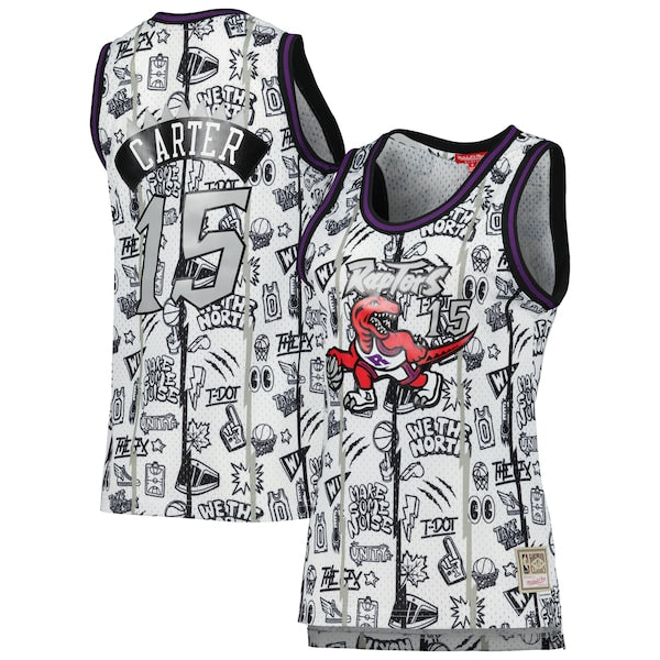 Vince Carter Toronto Raptors Women's 1998 Doodle Swingman Jersey - White