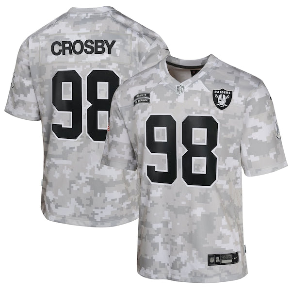 Maxx Crosby Las Vegas Raiders Nike Youth 2024 Salute to Service Game Jersey - Arctic Camo