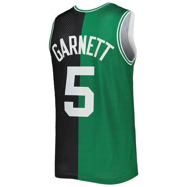 Kevin Garnett Boston Celtics Hardwood Classics 2007/08 Split Swingman Jersey - Black/Kelly Green