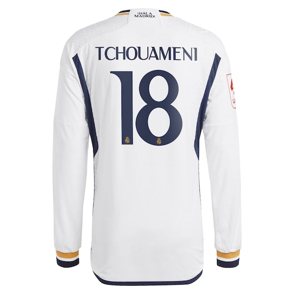 Aurélien Tchouaméni Los Merengues adidas 2023/24 Home Authentic Long Sleeve Player Jersey - White