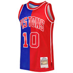 Dennis Rodman Detroit Pistons Hardwood Classics 1988/89 Split Swingman Jersey - Blue/Red